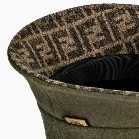 BNWT FENDI HAT FF Logo Wool Bucket Hat Large - Picture 2 of 12